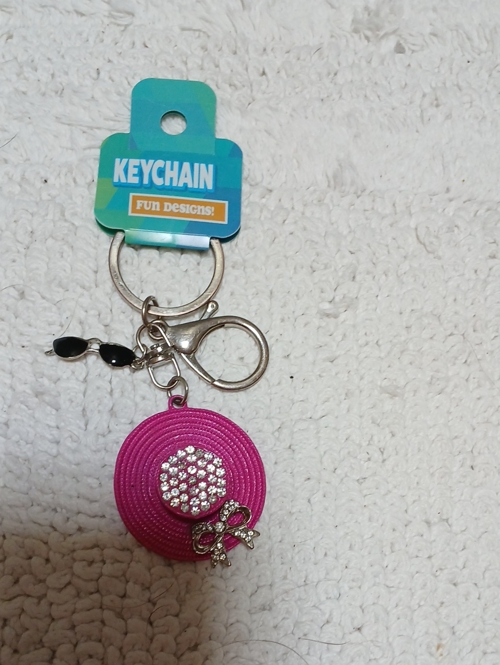 Women’s Pink Rhinestone Hat Keychain